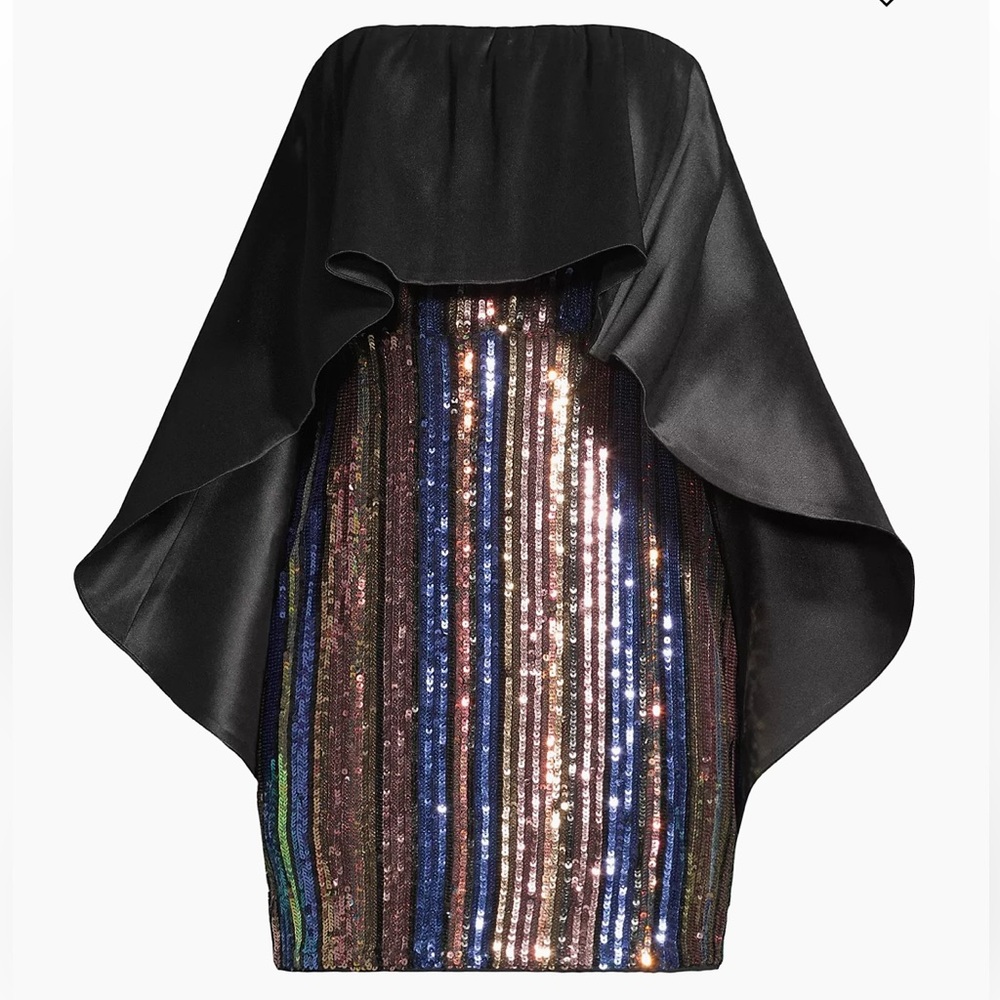 One33 Social Elegant Black Cape Dress with Multicolor Sequins size 4 - Picture 5 of 7